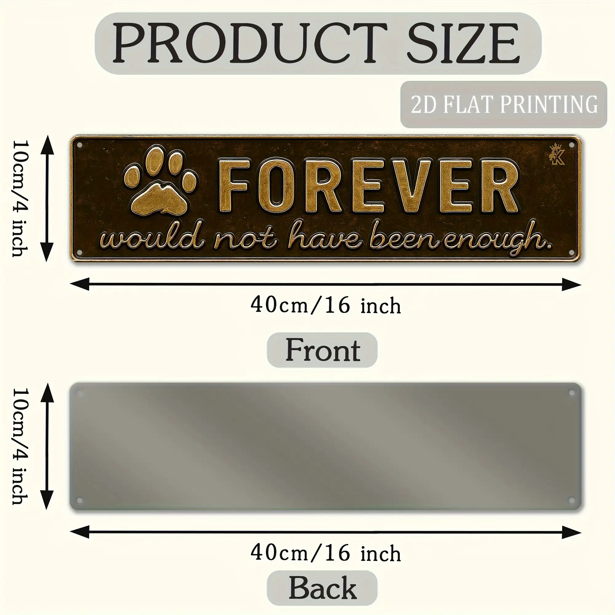 TEMU 2d Flat "forever " Aluminum Wall Hanging | Rustic Paw Print Memorial Decoration, Suitable For Outdoor/indoor Tribute, Perfect For Owners, No