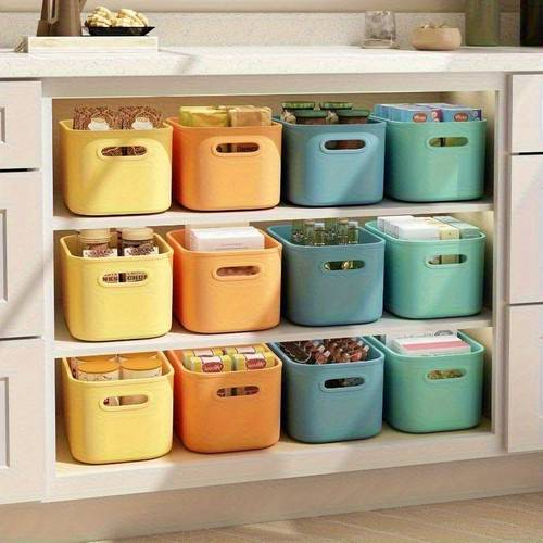 set of 8 stackable storage bins with handles made from waterproof polypropylene features colorful lids and windows for ideal for organizing craft supplies snacks and office items