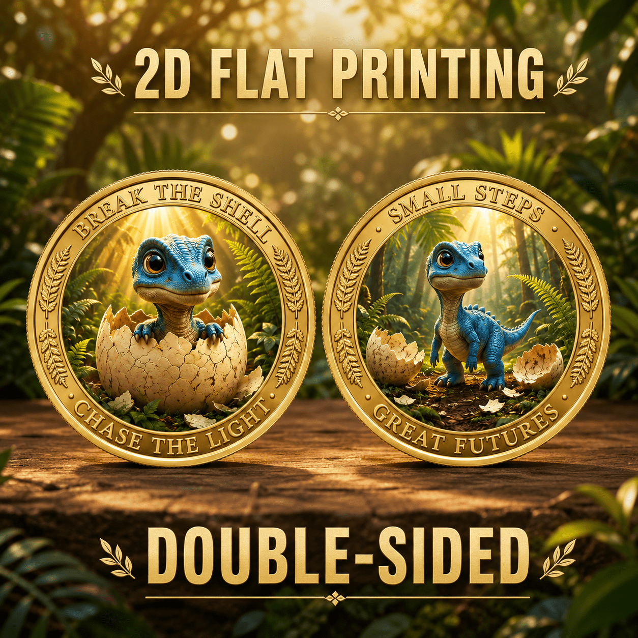TEMU 1pc Replica Coin, 2d, Dinosaur Breaking The Shell Commemorative Coin, Challenge Coin, Portable , Party Game Prop, Desk Ornament, Good Luck And