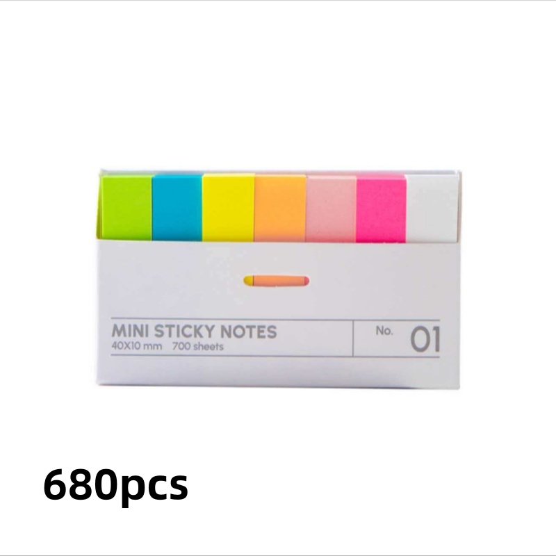 TEMU 680 feuilles de mini-étiquettes autocollantes colorées. Bandes d'indexation autocollantes. Autocollants de de page pour documents de bureau