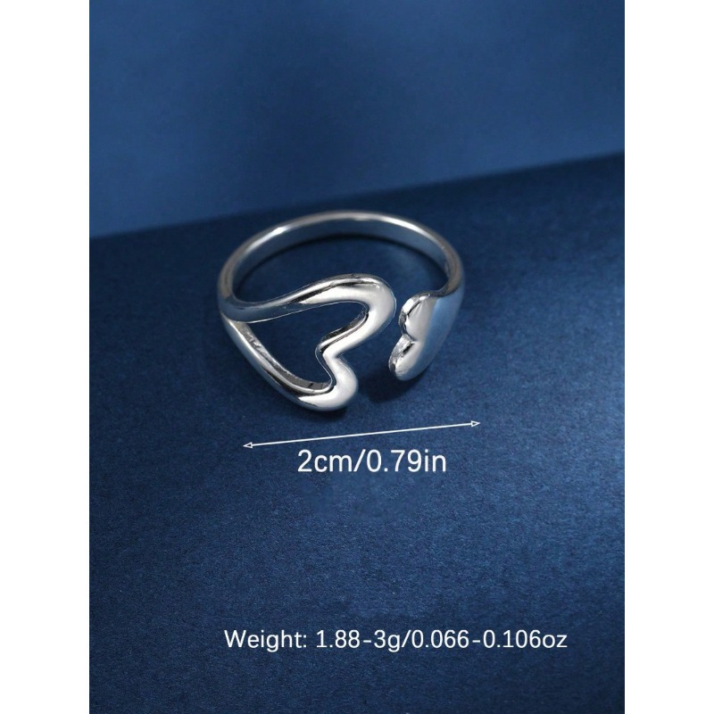 Image of 1pc 925 Silver Hollow Heart-shaped Ring | , Platinum Plated, Minimalist And , Suitable For Daily Wear And Valentine's Day Gift For Girlfriends/wives