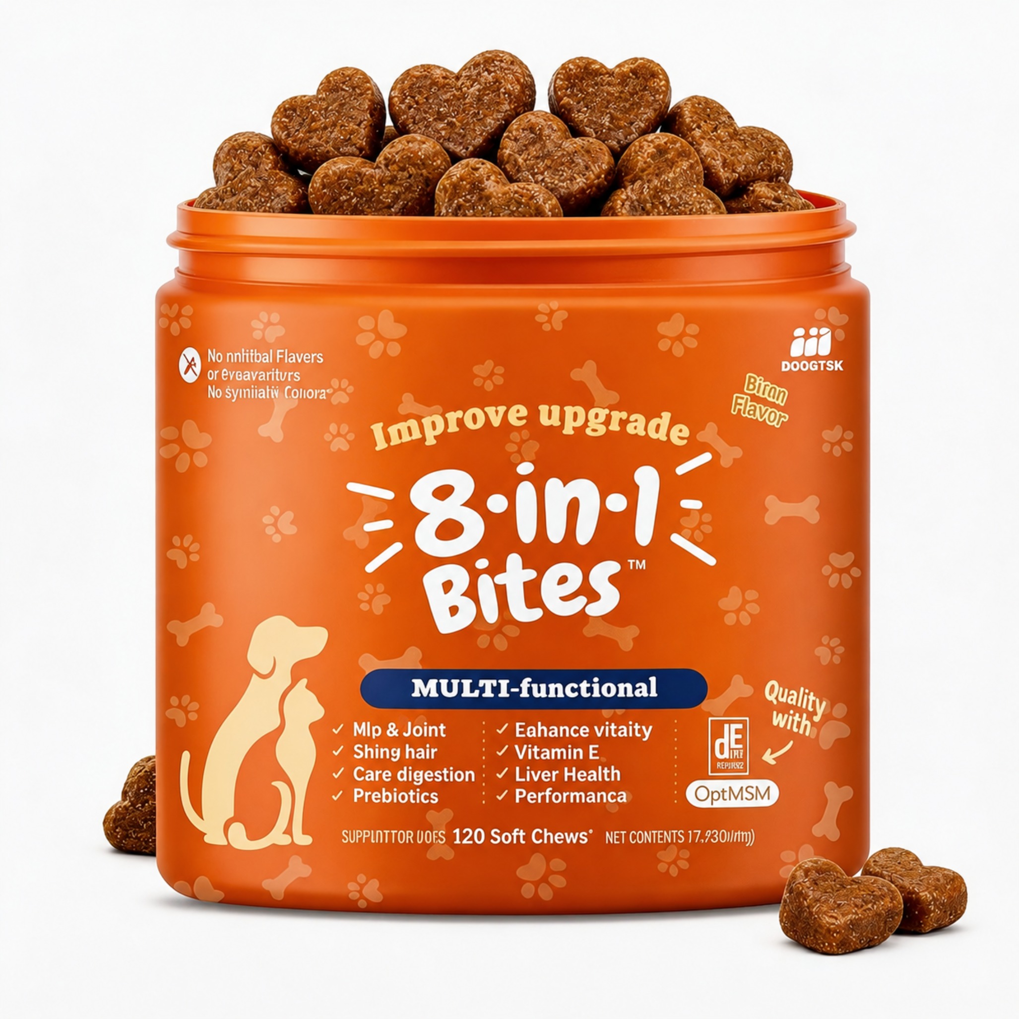TEMU Function 120 Particle Dog Vitamin Soft Chewable Tablets, Upgraded With Probiotic Formula And -3, Enhance And Vitality Of Dogs, Help Them Handle