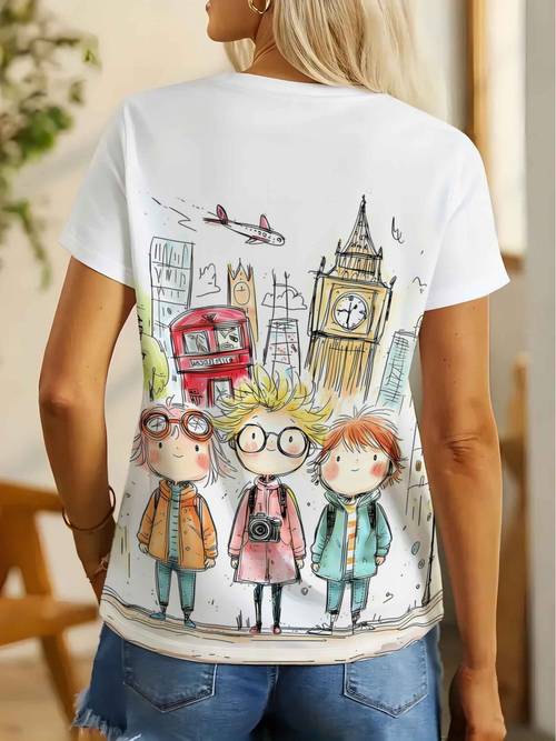 printed design not textured printed womens short sleeve t shirt womens summer clothing for back to season concerts music festivals
