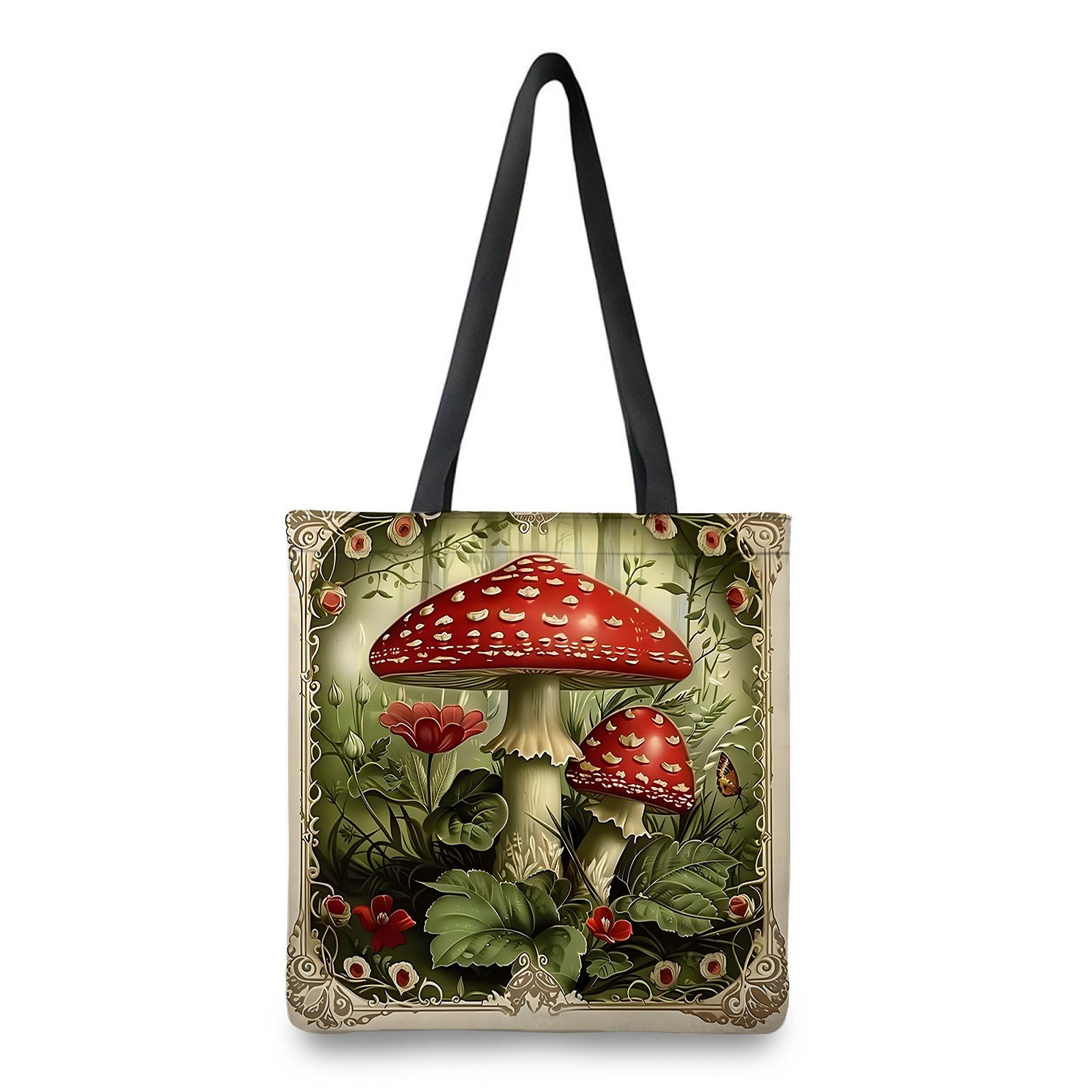 

Chic Retro Mushroom Tote Bag - Polyester, Shoulder Bag For Women | Ideal For Shopping & Gifts