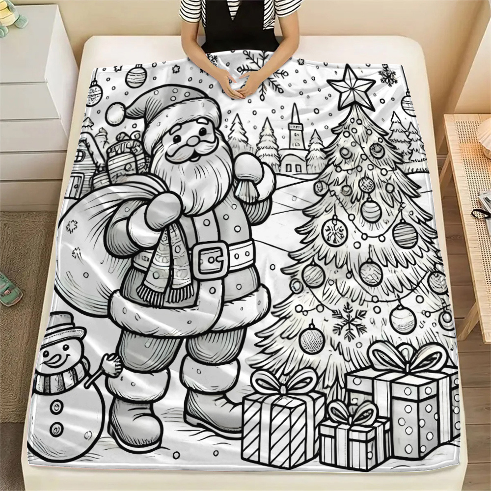 TEMU Coperta in flanella da colorare fai da te con innevata di , coperta da antistress, coperta morbida e delicata per casa e , coperta per pisolino