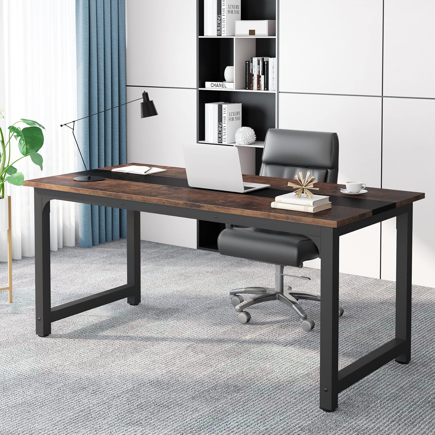 63-inch , Spacious Office Computer Desk Featuring A Sturdy Frame, Contemporary And Minimalist Workstation Furniture Suitable For Home Offices, In A And Black End