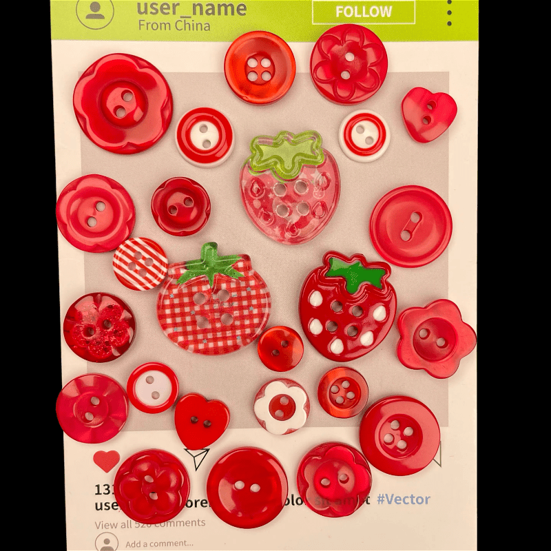 E-shop 15 große leuchtend rote Tomaten, , Blumen, Herzen, niedliche Blumenknöpfe, geeignet für DIY-Bastelarbeiten, zufällige Bekleidungsdekoration