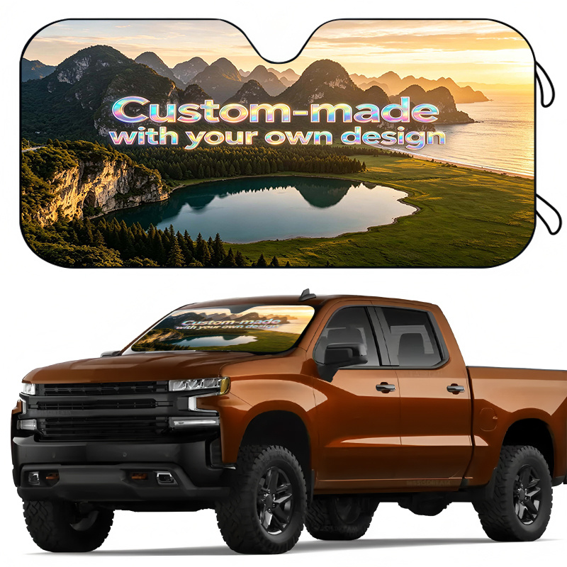 TEMU 1pc 1pcs Customizable Car Sun Visor With Personalized Text/logo/graphic Printing - Front Visor Suitable For Car, Foldable Design For , Durable