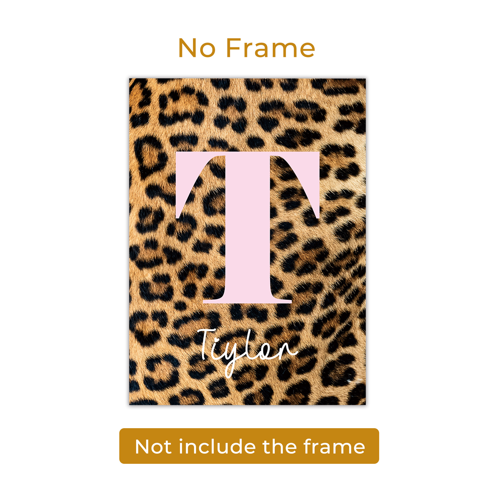 TEMU 2d Flat, 2d Flat, A Personalized Custom Leopard Print Letter Bow Name Poster Wall Art, Featuring Leopard Print Name Wall Art Prints, Perfect For