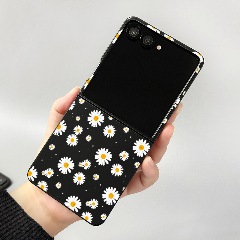 TEMU Phone Case - Black Matte Phone Case With Pattern, Suitable For Galaxy Z Flip 7/7 Fe/6/5/z Flip 8, Scratch-resistant And Drop-proof
