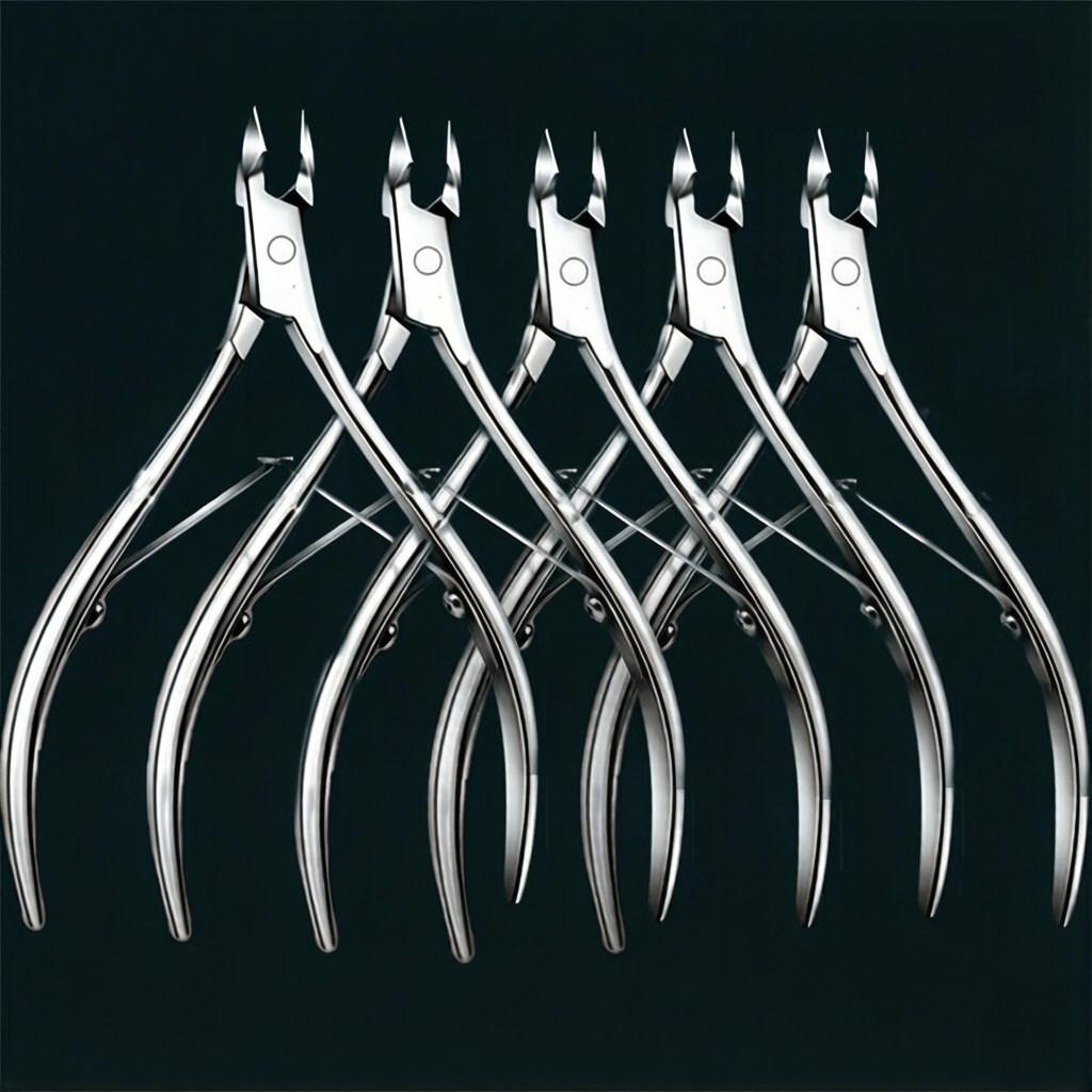 TEMU 5pcs Dead Skin Tongs Set Random Outer Packaging, Steel Blade Exfoliating Tongs, Suitable For Thick Nails, Dual Nail Tools, Pedicure And Manicure