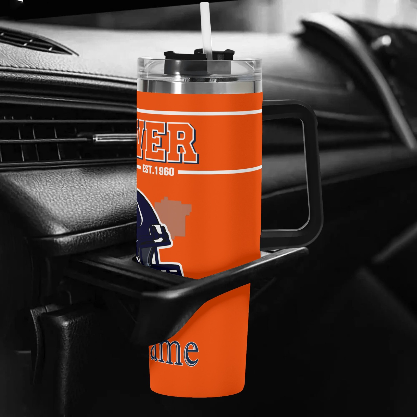 customizable   football 40oz stainless steel vacuum vacuum   with lid straw personalized name car cup reusable travel mug for coffee   gift for fans ideal for cars offices home 4