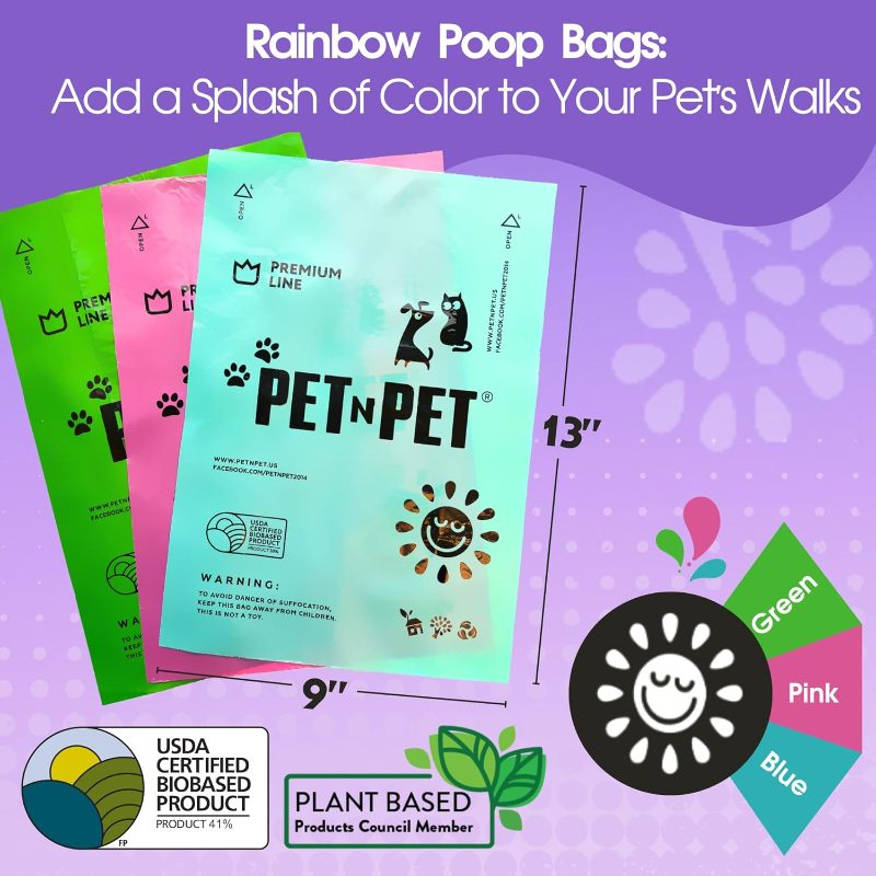 PET N PET Dog Poop Bags, USDA 41 Plant Based, Thick And Leak Proof Dog Waste Bags Rolls, Lavender Scented, 720 Count