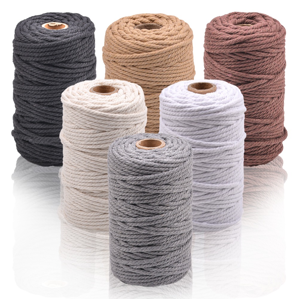 TEMU 6 Rolls Macrame Cord 3mm X 328 Yards Cotton Rope Colored Yarn Twine Set Perfect For Wall Decorations, Knitting, Crochet Projects, Bag