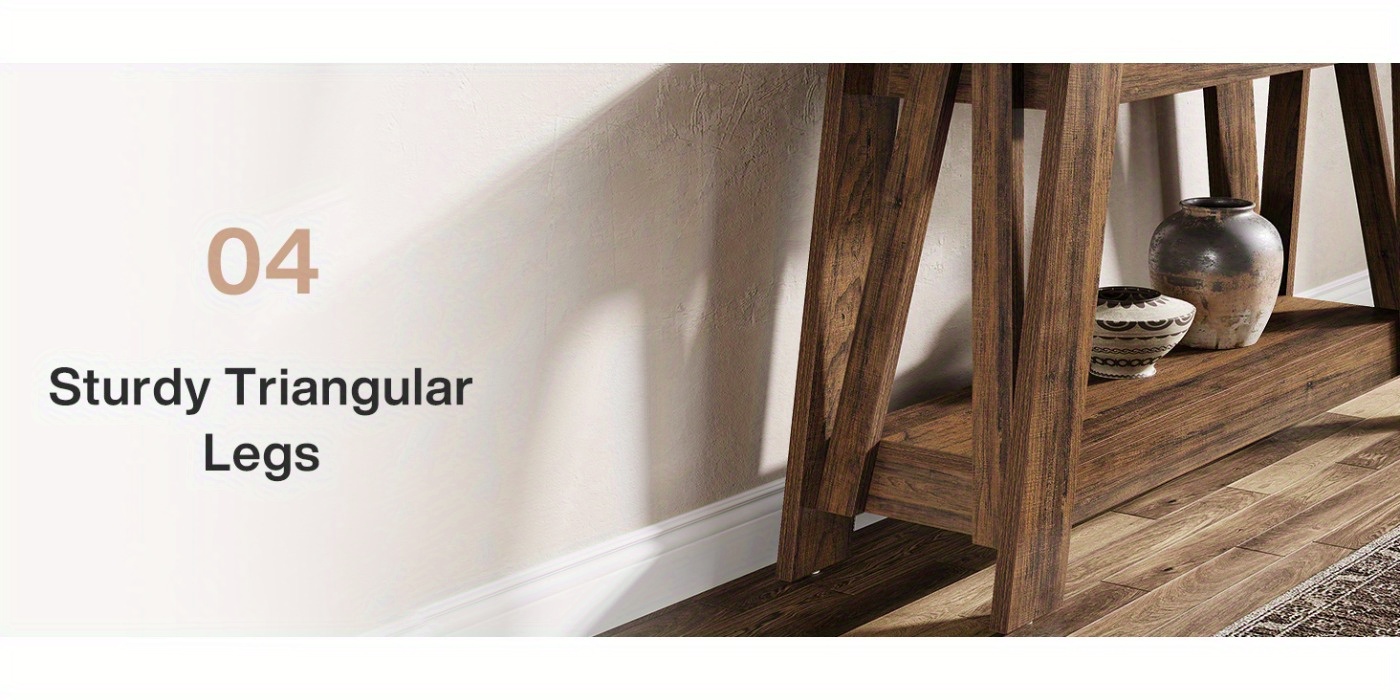 104.9cm Farmhouse Console Table, 2-Tier Wooden Entryway Table with Storage, Rustic Narrow Behind Couch for Living Room, Hallway, Foyer, Rustic Brown
