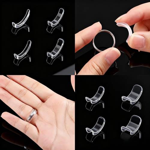 8pcs set of transparent invisible ring adjusters fits perfectly making the ring completely invisible when large rings into a