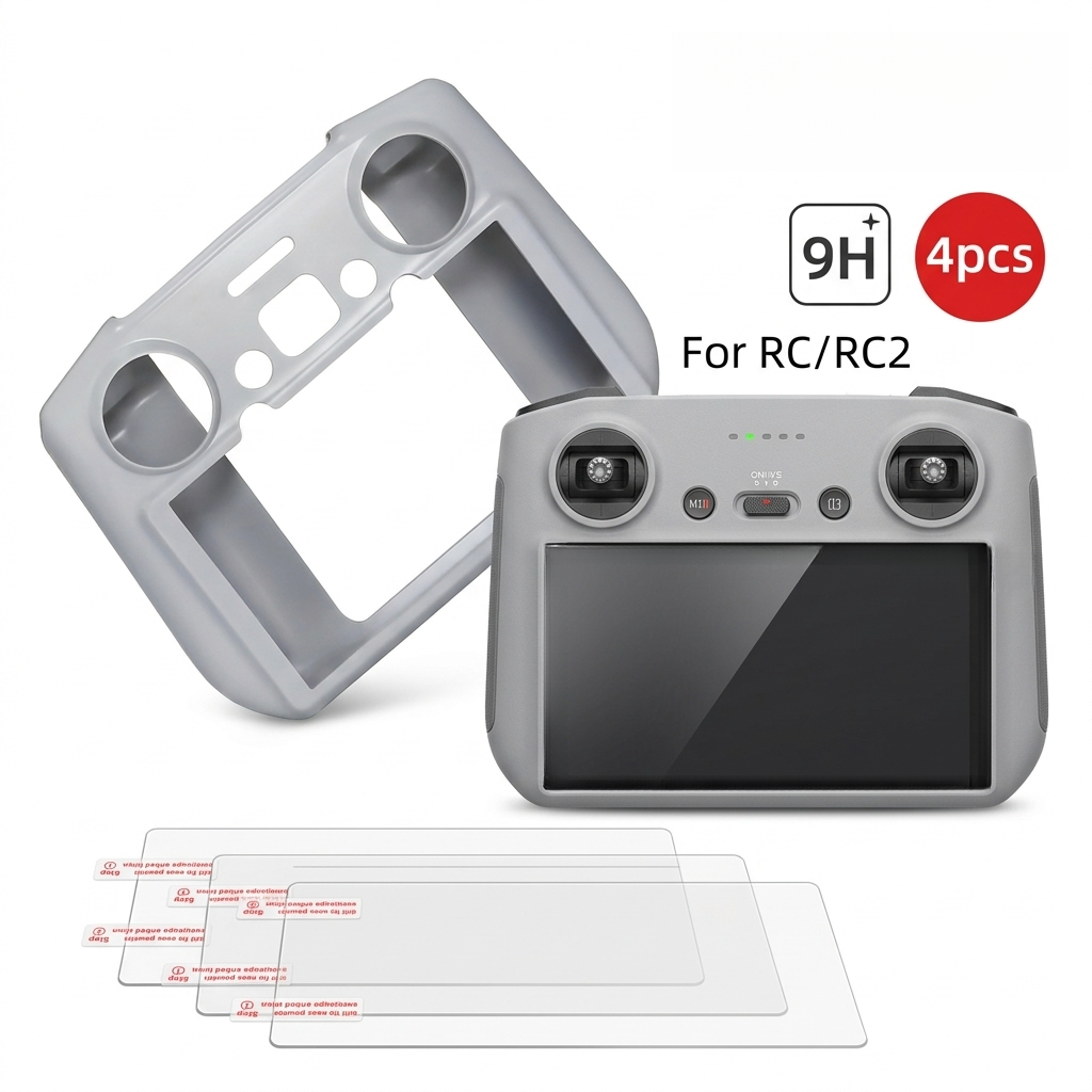 TEMU 4 piezas: 3 protectores de pantalla de vidrio templado + 1 , para controles de dron DJI RC/RC 2, compatible con DJI , 3, resistente a los