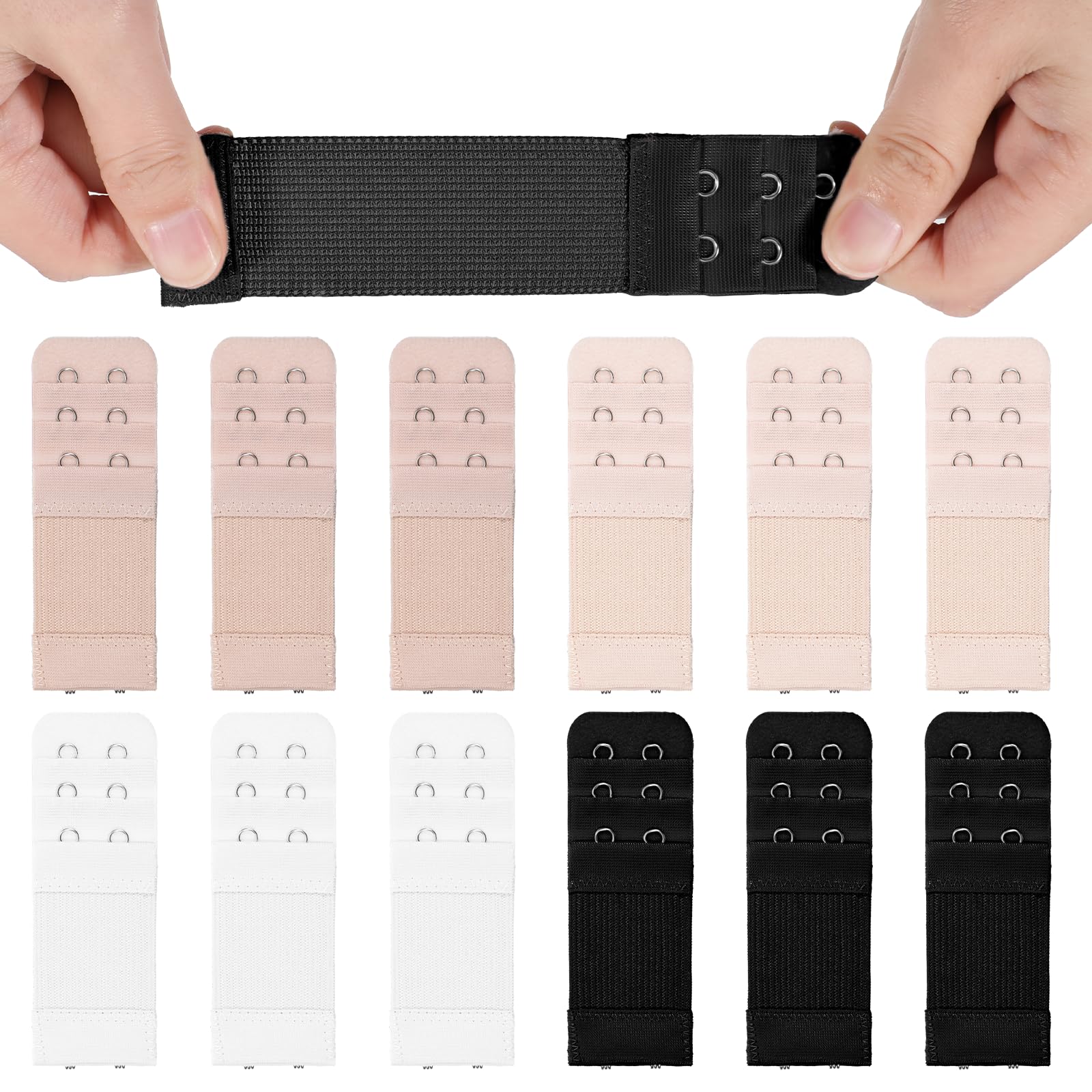 Image of 12pcs Bra Extender Set With , 3-row Bra Strap Extender, Soft Women's Bra Underwear Extender, Bra Band Extender, Adjustable Bra Accessories For Plus Size Women