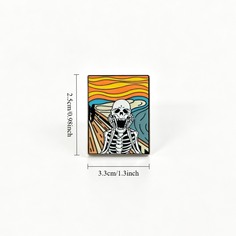 Classic Painting Art Enamel Pins, Skeleton Figure Brooch