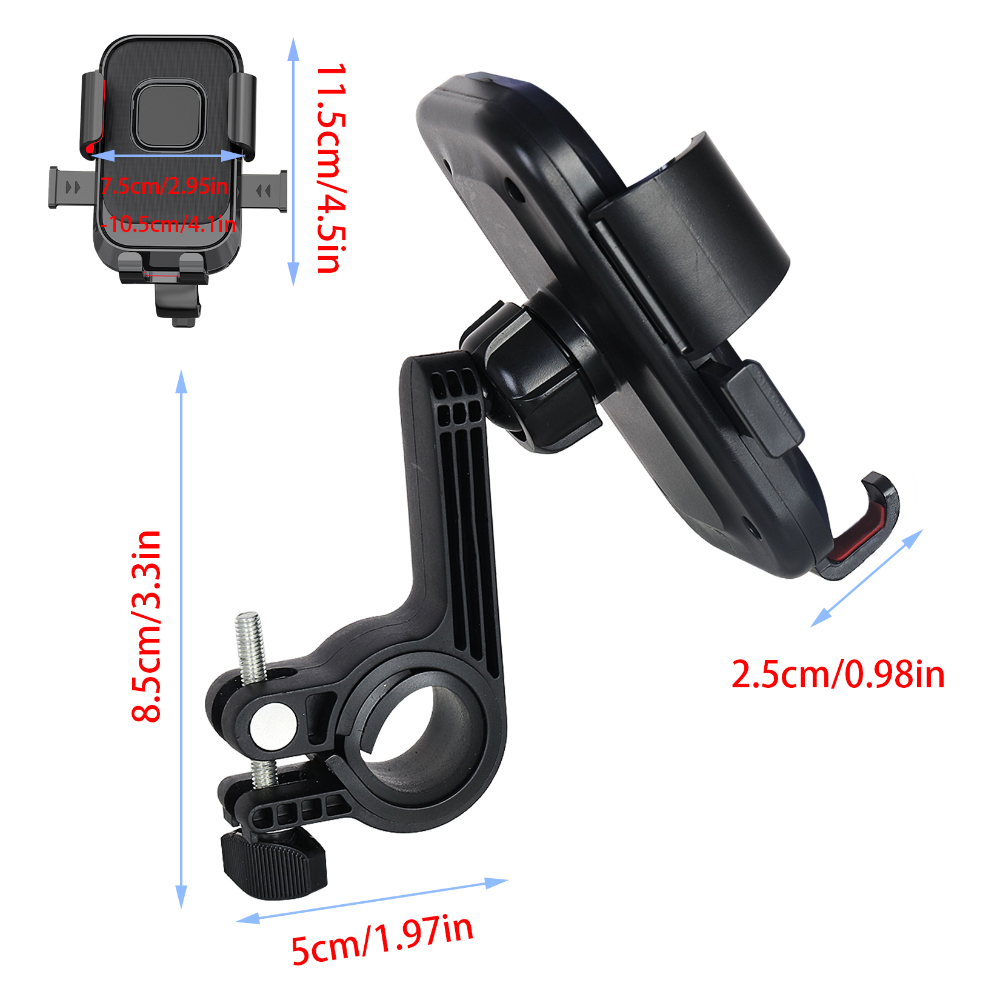 TEMU Motorcycle Bike Electric Vehicle Phone & Tablet Holder - Adjustable Rotatable Mount With Sturdy Clamp, Compatible For Smartphones/tablets,