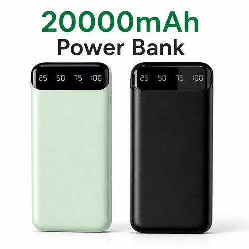 item picture 20000mah portable power bank with display fast charging type c usb interface suitable for phone phone charging outdoor portable emergency power backup battery pack safe and stable lithium battery gift for friends