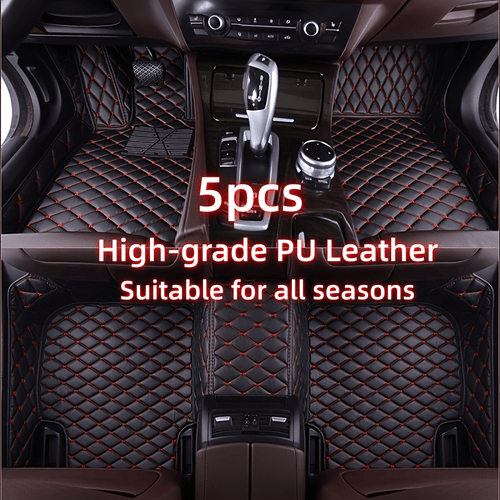 5pcs luxury faux pu faux pu leather car floor mats suitable for sedans and trucks suvs universal models with protection and easy to clean non slip design all weather car mats convenient for vehicle cleaning
