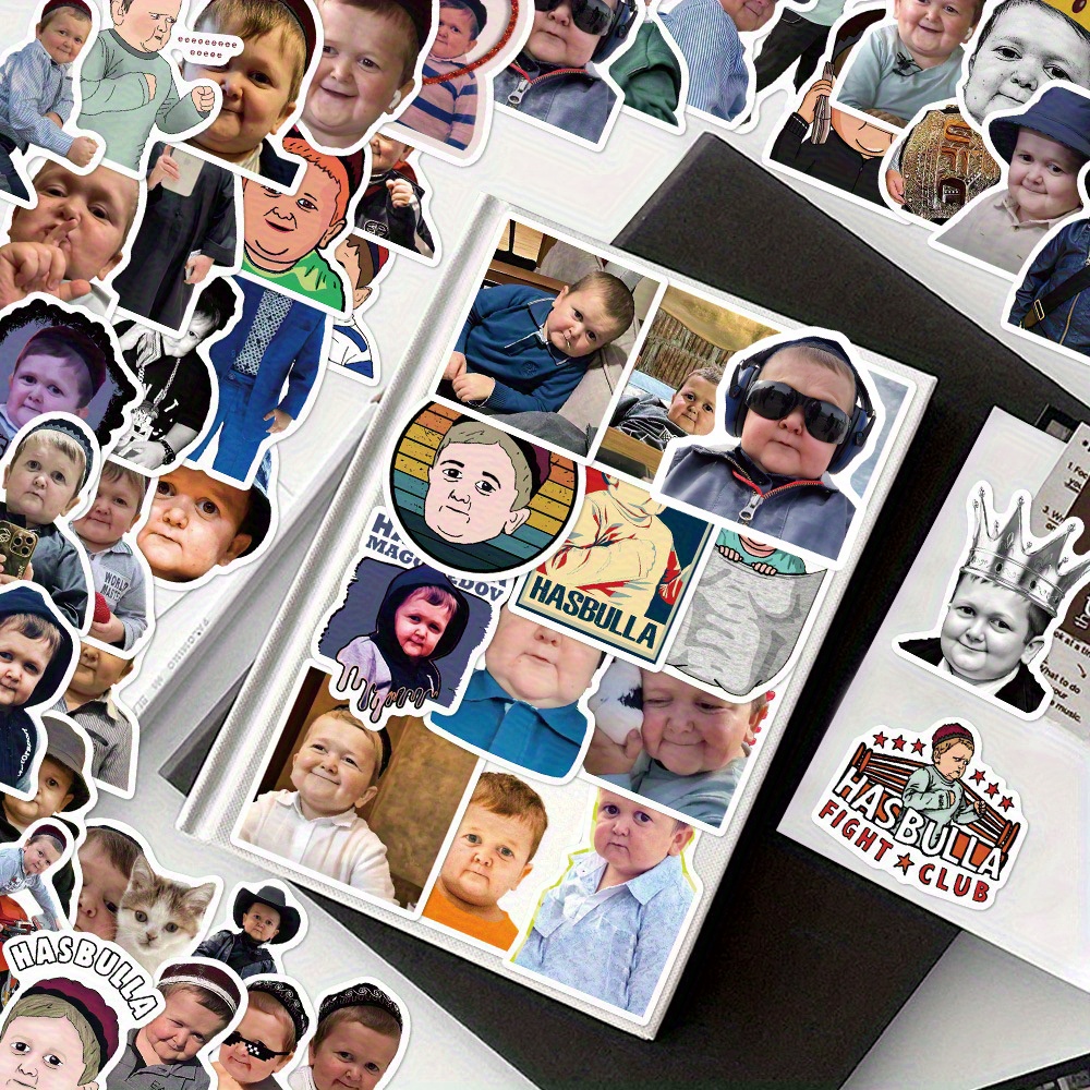 50pcs Hasbulla Meme Stickers Funny Cartoon Decals for Laptop Water Bottle