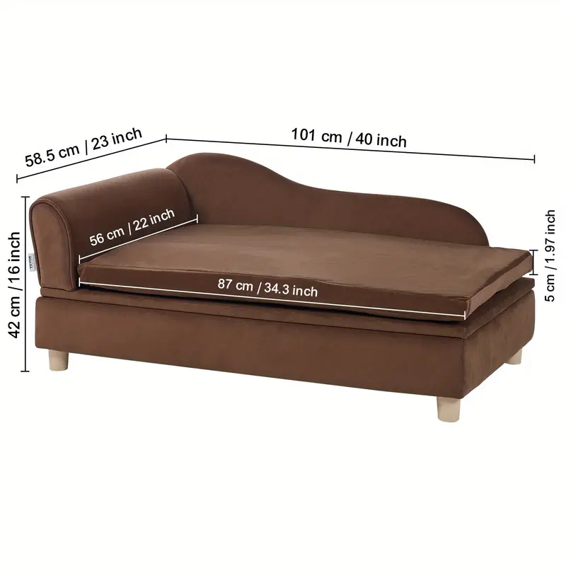 1pc sofa bed medium soft sponge filled pet couch with cross no supports up to 110 lbs dark brown Product details 7