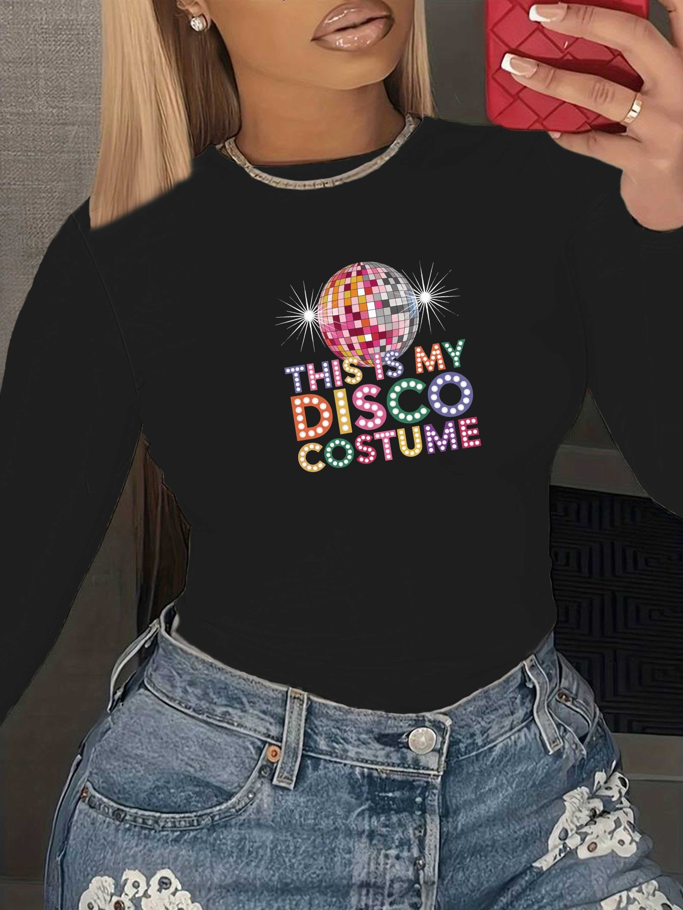 womens y2k disco costume long sleeve dress sparkling disco - Temu United  Kingdom