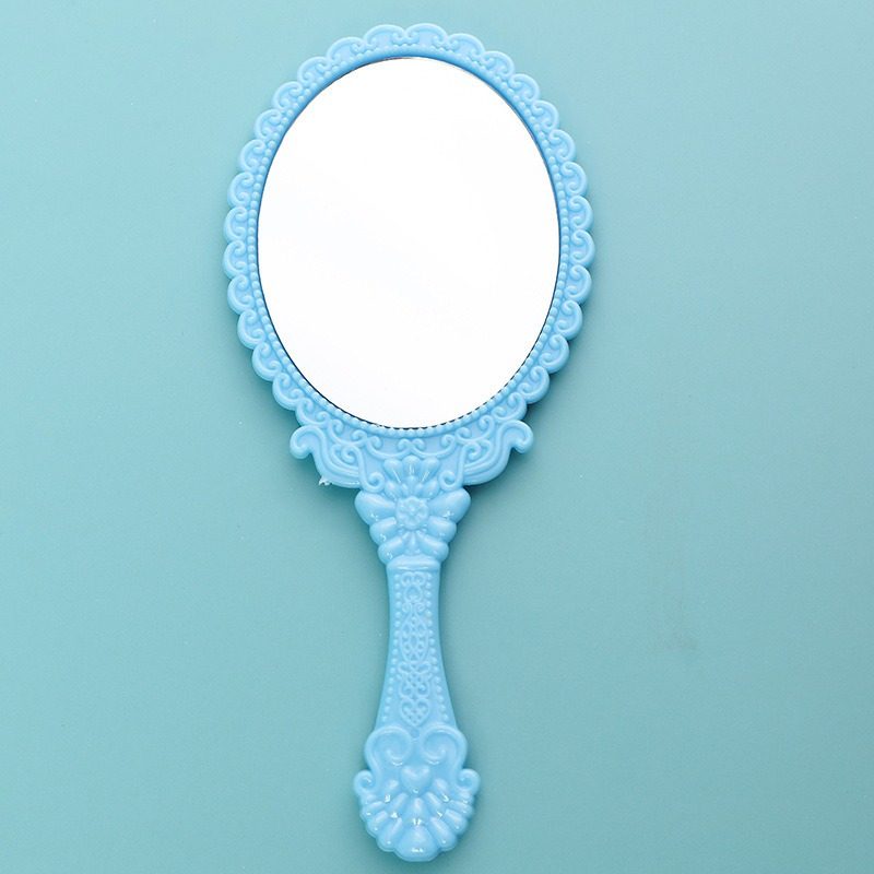TEMU 1pc Minimalist Solid Color Elegant Plastic Round Women's Hand Mirror, 7" X 3.11" Medium-sized Portable Makeup Mirror, Durable And Lightweight,