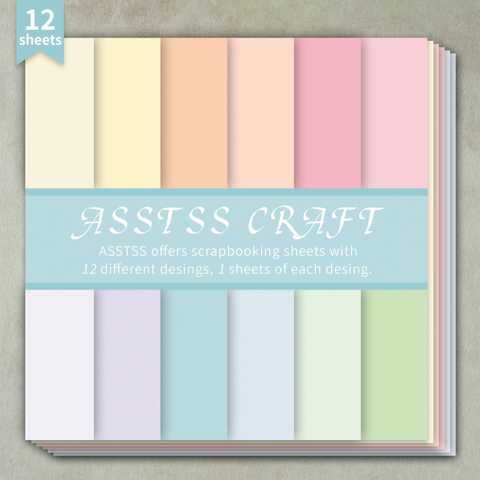 E-shop 12-Blaattasche ASSTSS -Zoll Scrapbooking Papierblock, Macaron Solide Pastellfarben Hintergrundpapier Zubehör, Schweres Kartonpapier für