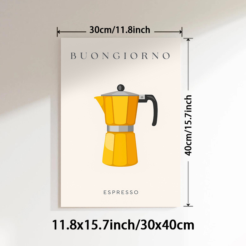 TEMU 1pc Italian Espresso-themed Vertical Wall Art Poster - Phrases "caffè" & "" (), Espresso Machine Print On Canvas, Unframed Minimalist Decor For