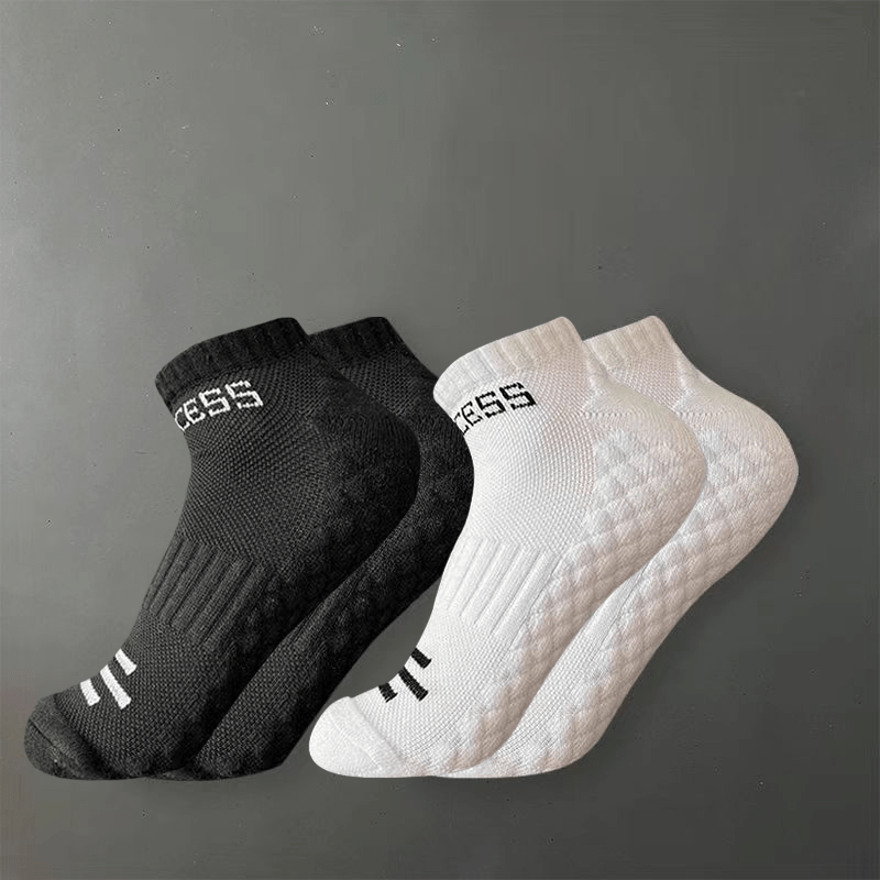 TEMU 4 Pairs Solid Color Ankle Socks Men Cushioned Basketball Sports Socks Thick Terry Socks Casual Socks For Running Training Workout Black White 2 Colors