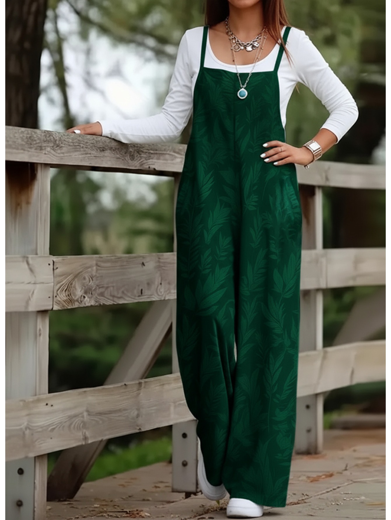 green emerald velvet dress BiBi Ruched Wide Leg Overalls with Pockets main image 1