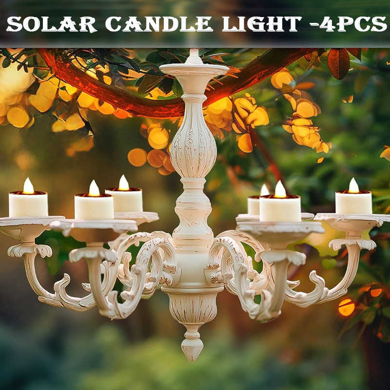 TEMU Solar Tea Lights Outdoor Ip44- 4pcs Rechargeable Dusk To Dawn Lighting Small Led Votive Candles, Flameless Flickering Reusable Solar Candle For