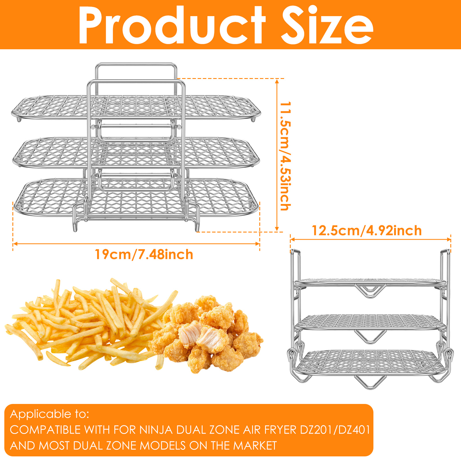 air fryer rack 3 layer dehydrator rack stainless steel air fryer grill rack stackable air fryer cooking rack multifunctional grilling rack for double basket air fryer baking air fryer dehydrator rack details 3