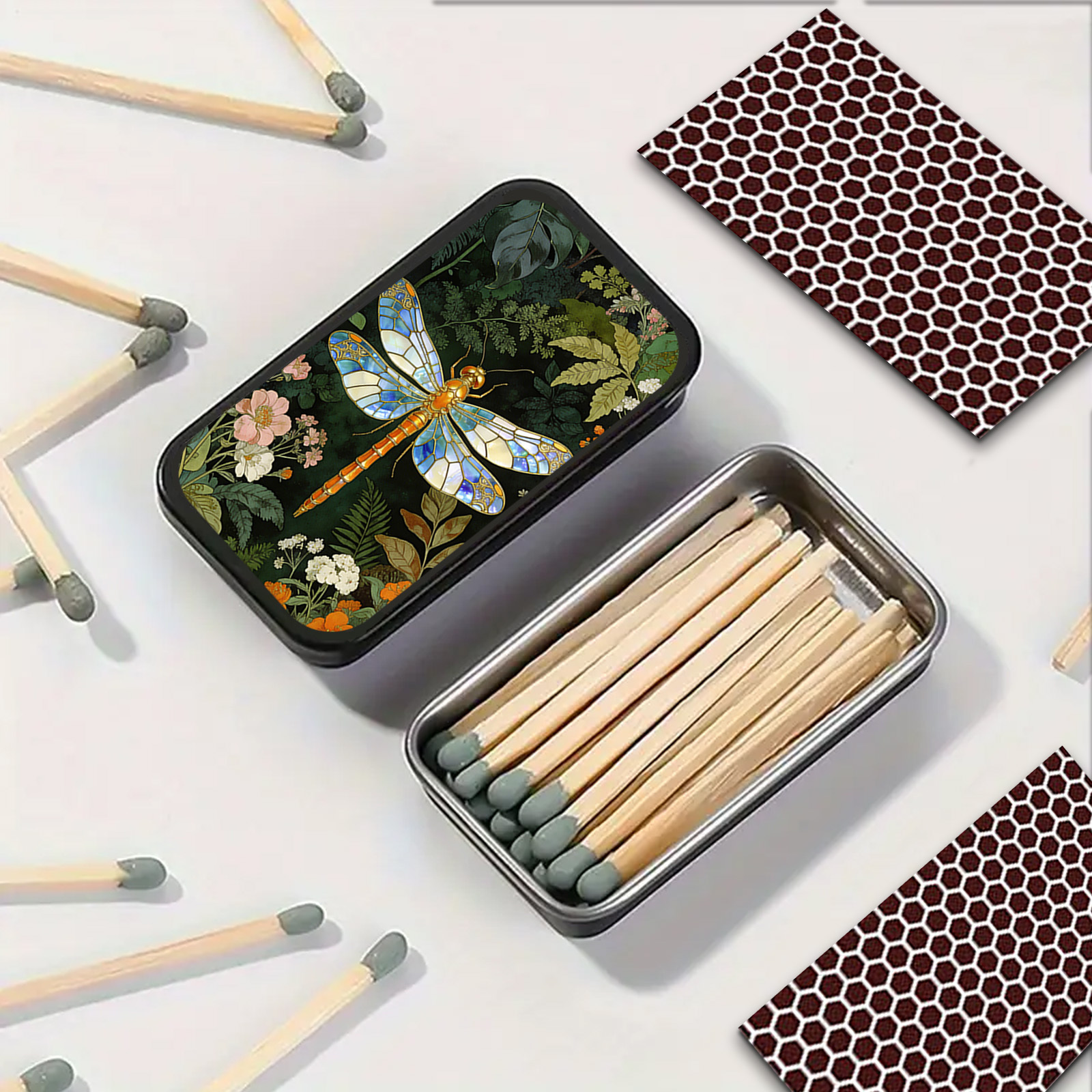 TEMU 1pc Of Matchbox Featuring A Dragonfly , Suitable For Organizing Your Desk, Camping, Or Lighting Candles. A For Nature Enthusiasts And Art Lovers