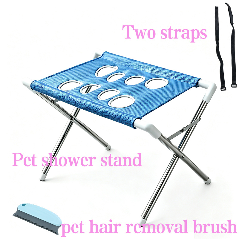 TEMU Kit Portátil de para Mascotas de 8 Orificios (Soporte de y Cepillo de ) Set de 2 piezas, 2 Correas Fijas, Diseño Plegable Plataforma de Soporte