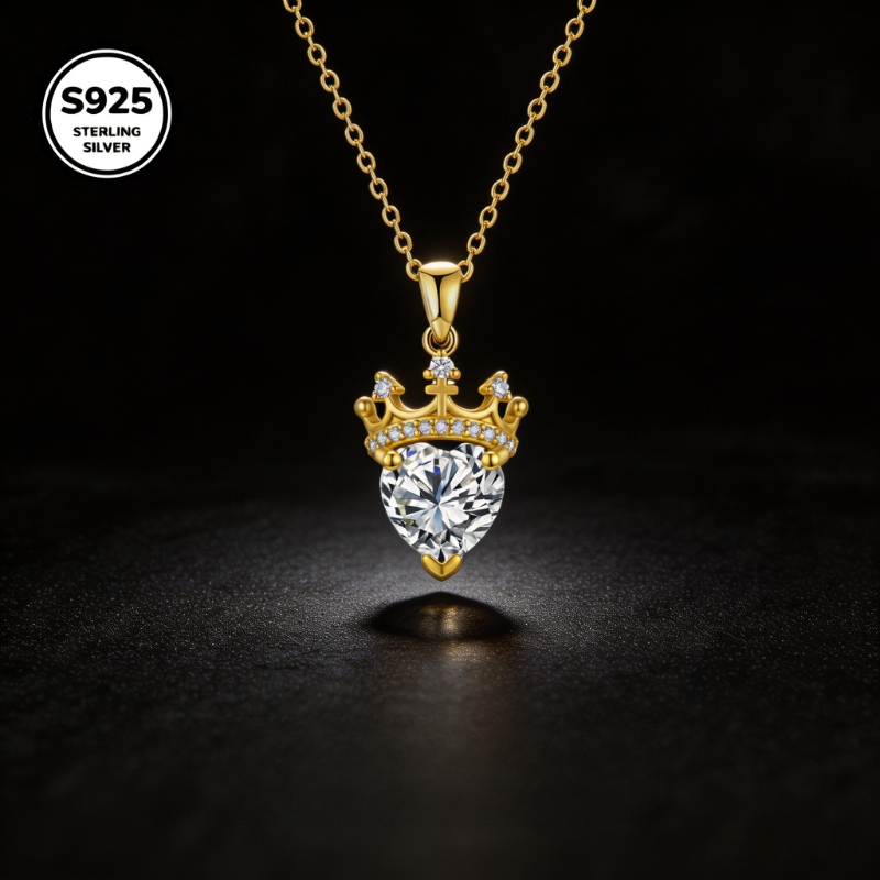 Image of 925 Heart Moissanite Pendant Necklace For Women, Dainty Chain Neck Jewelry, Gift For Valentine's Day Mother's Day Christmas Birthday Anniversary Thanksgiving New Year, With Gift Box