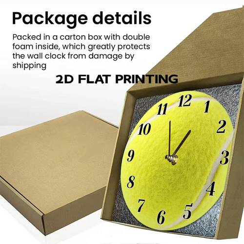2d flat tennis wall clock silent non ticking decor with tennis ball design battery powered suitable for living room bedroom office perfect gift for tennis lovers aa batteries not included high quality construction home decor