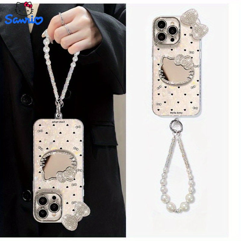 New Love KT Cat Holder Precision Shell Pattern Suitable for iPhone 14/15 Cases, 11, 12, 12 Pro, 12 PM, 13, 13 Pro Max, 14, 14 Pro, 14 Plus, 15, 15 Pro, 15 Plus, 16, 16 Pro, 16 Plus Phone Case