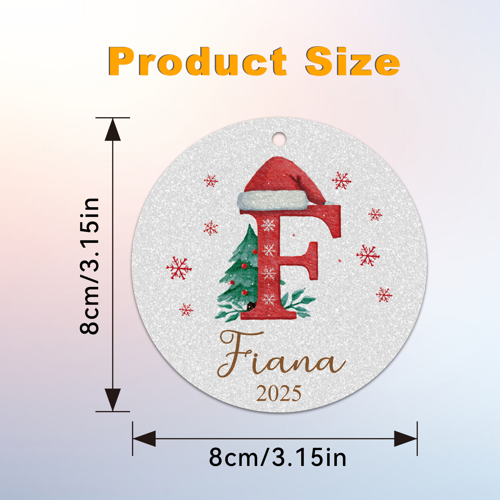 TEMU 2d Flat - 1pc Personalized Christmas Holiday Ornament, Silvery A- Round Pendant, Christmas Tree Hanging Decoration, 2d Flat Name Customization