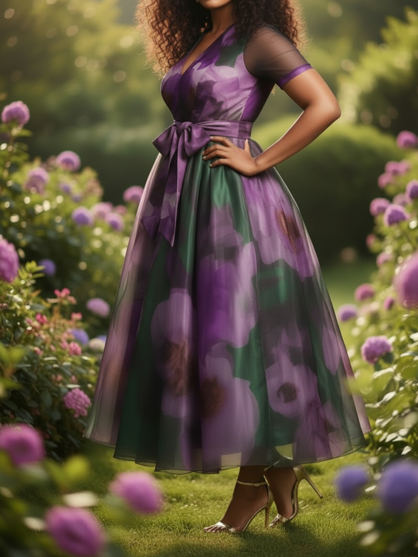 purple and green dress sold on Temu United States