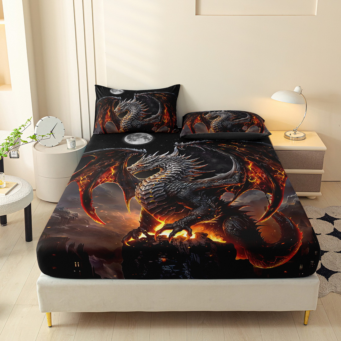 TEMU 3pcs Animal Print Fitted Sheet Set, Queen Mattress Cover, Twin Mattress Protector, King Bedding Set, Polyester Machine Washable, Bedroom ,