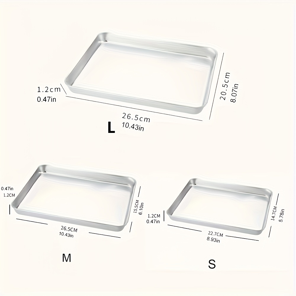 3pcs Stainless Steel Plates - Rectangular Steaming Plates, Household Steaming Plates, Flat Bottomed Trays, Square Plates, Barbecue Plates