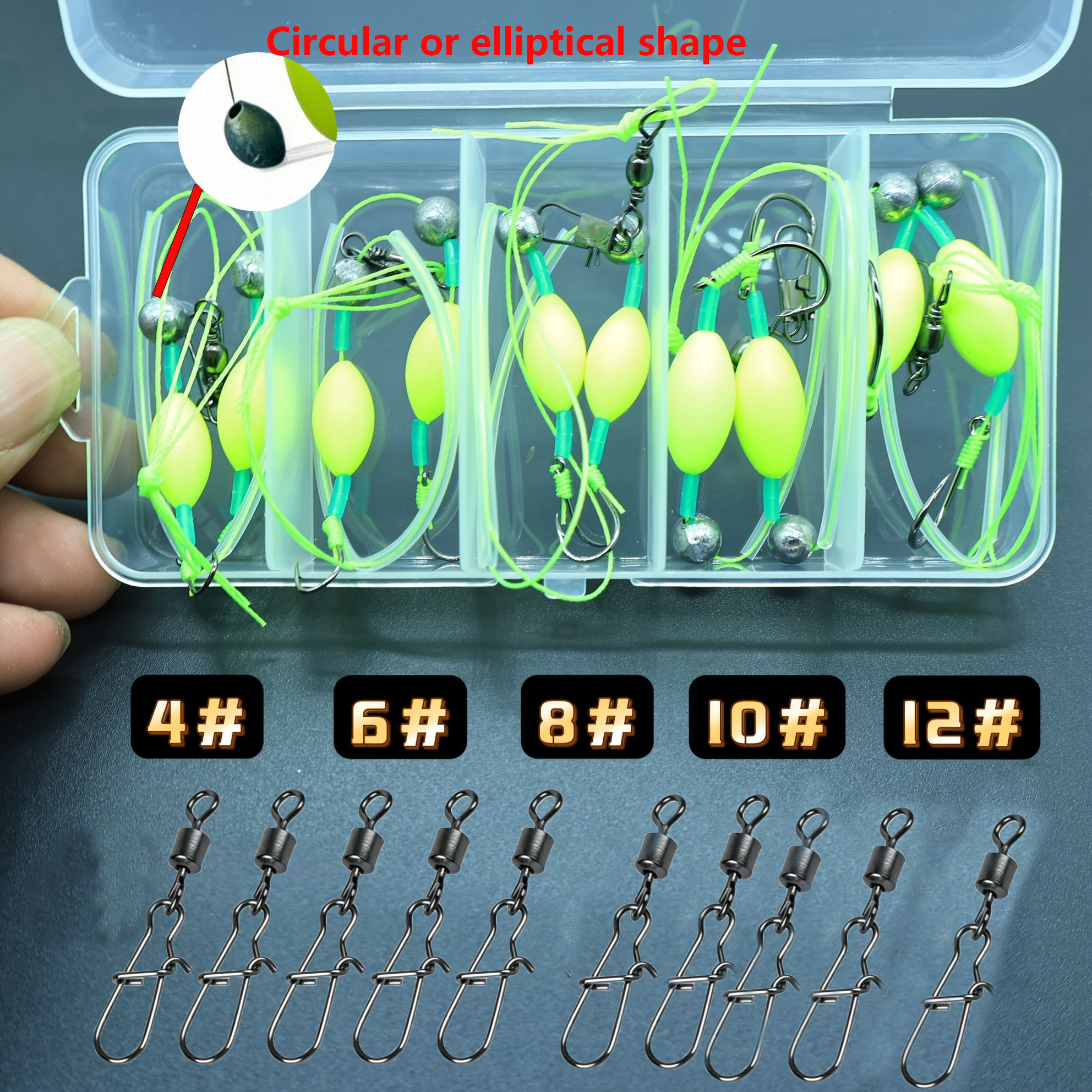 TEMU 15pcs Salmon Fly Fishing Tools In Sizes 4, 6, 8, 10, And 12. Includes 10 Octagonal Rings With Line And , Suitable For Fishing In Large Water
