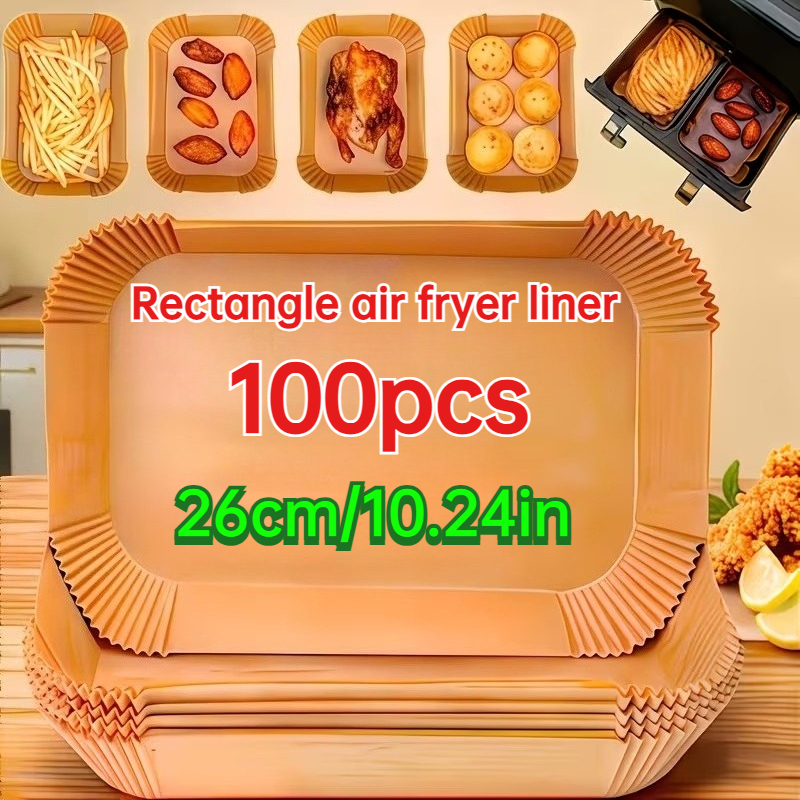 100pcs rectangular air fryer liners 10in disposable baking paper   kitchen accessories multipurpose use
