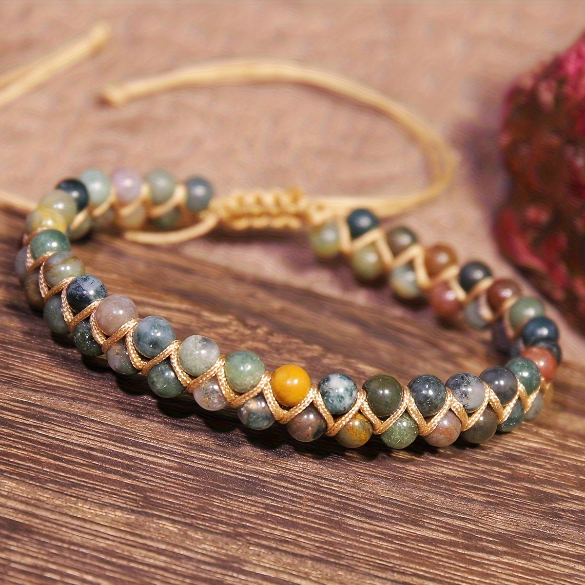Multicolor Indian Agate Beaded Bracelet| Natural Stone Boho Jewelry| Empowering Women's Charm& Nature Love| Perfect Gift for Friends& Family