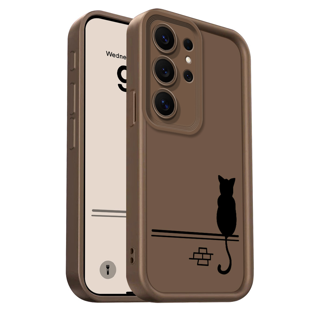 Phone Case: Black Cat Phone Case Compatible With Galaxy S26 S25 S24 Fe S23 S22 Scratch Resistant Staircase Soft Cover