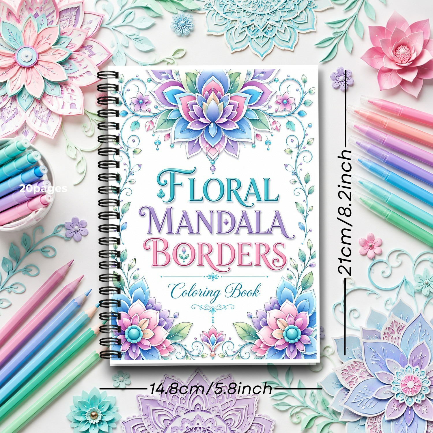 TEMU Livre de coloriage mandala floral pour adultes et adolescents - épaisses pour de cadres de fleurs de lotus avec des mandalas, cadeau d'activité